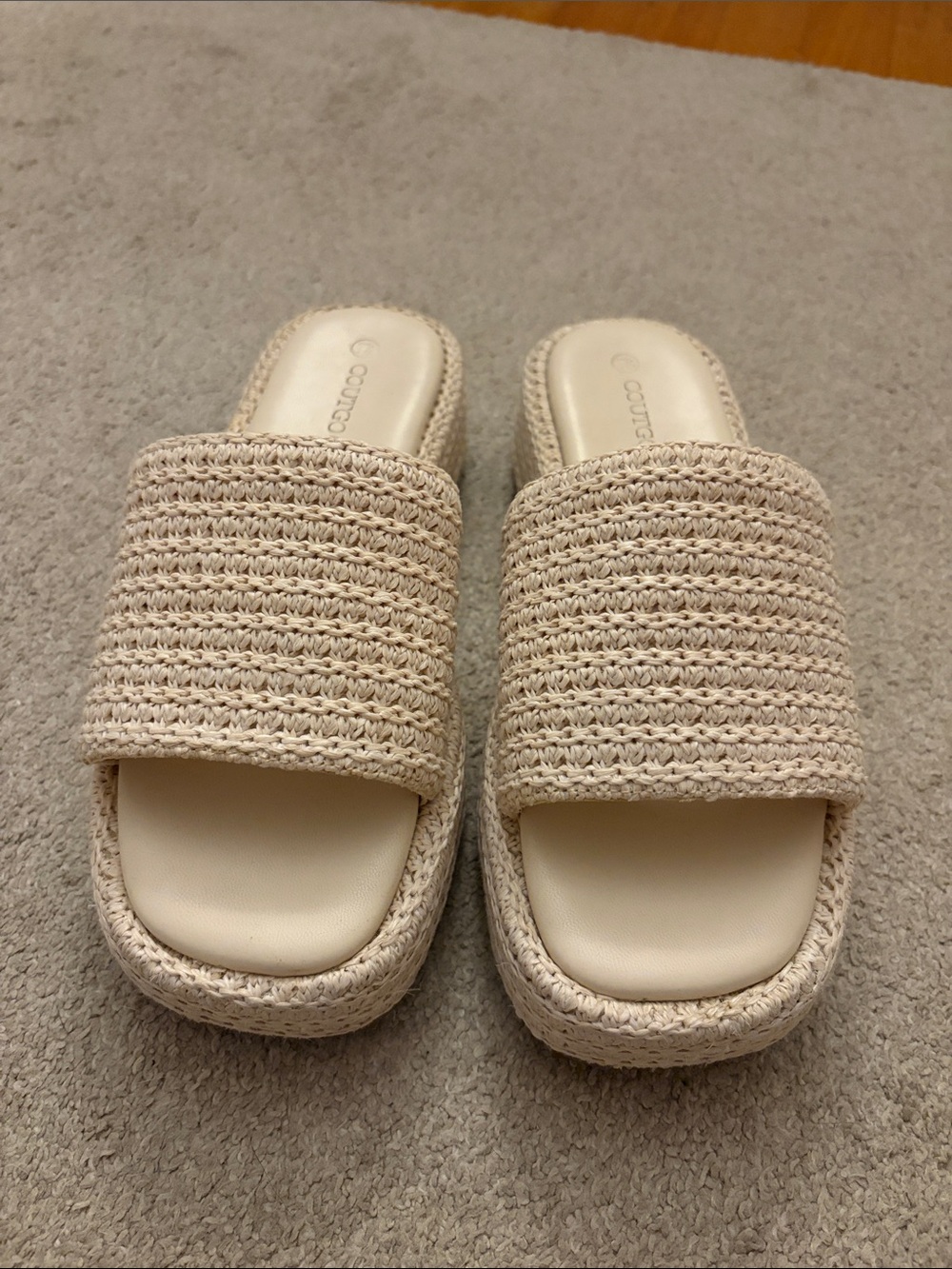 Cream Woven Platform Sandals